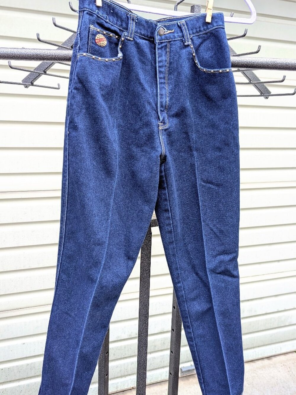 Vintage GINOS Studded High Rise Mom Jeans Women’s Dark Wash Tapered Denim 9/10